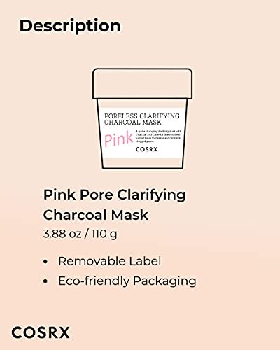 COSRX Pink Pore Clarifying Charcoal Mask - 3.8 fl. oz / 110g - Blackhead & Pore Care, Color Changing Clay Mask for Acne Control, Korean Skincare Avelisse