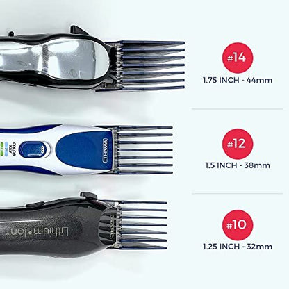 Clipquik Premium XL Clipper Guards – Extra Strong & Sturdy 1.75 Inch (44mm), 1.5 Inch (38mm), 1.25 Inch (32mm) – #14, #12, #10 Extra Long Guide Comb Set for Wahl Full Size Hair Clippers