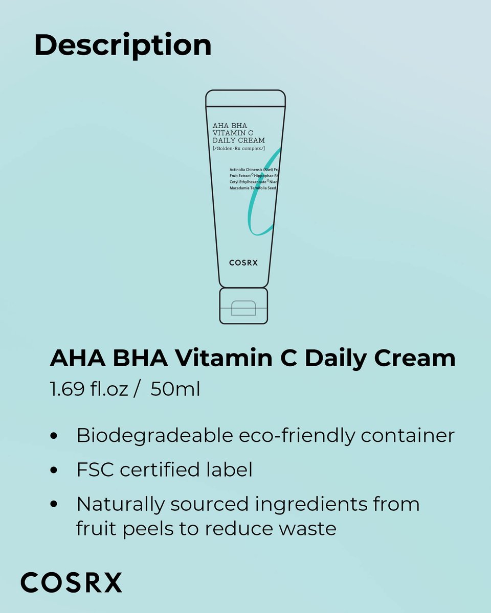 COSRX AHA BHA Vitamin C Daily Cream - Anti-Aging Face Moisturizer 1.69 fl oz (50 ml) Avelisse