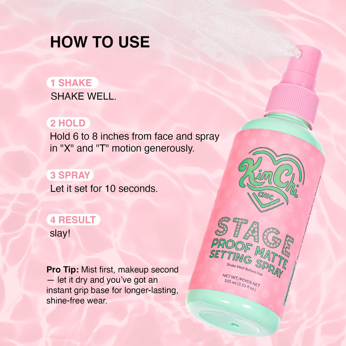 KimChiChic Beauty Stage Proof Matte Setting Spray - Long-Lasting Makeup Finishing Mist, 3.55 fl oz Avelisse