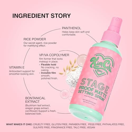KimChiChic Beauty Stage Proof Matte Setting Spray - Long-Lasting Makeup Finishing Mist, 3.55 fl oz Avelisse
