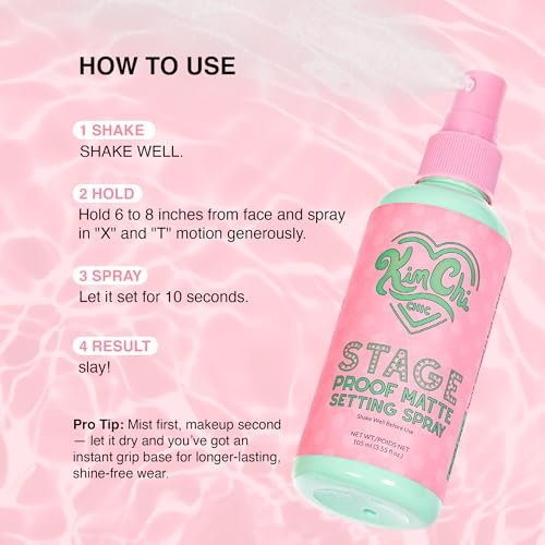 KimChiChic Beauty Stage Proof Matte Setting Spray - Long-Lasting Makeup Finishing Mist, 3.55 fl oz Avelisse
