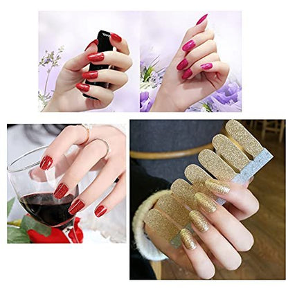 12 Sheets Glitter Nail Wraps - Solid Color Nail Polish Strips, Self-Adhesive Nail Art Stickers for Women & Girls - Shiny Manicure Tips Decor (D21)