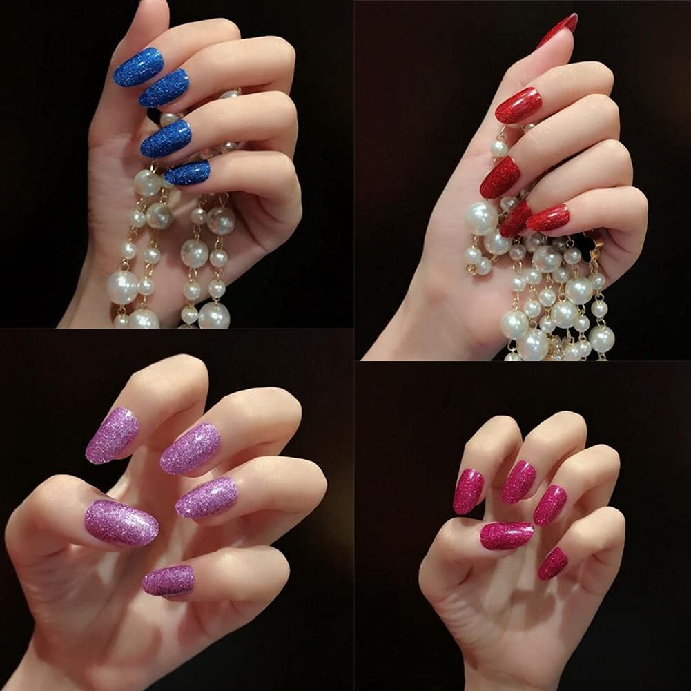 12 Sheets Glitter Nail Wraps - Solid Color Nail Polish Strips, Self-Adhesive Nail Art Stickers for Women & Girls - Shiny Manicure Tips Decor (D21) - görsel 11