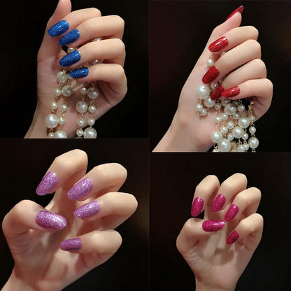 12 Sheets Glitter Nail Wraps - Solid Color Nail Polish Strips, Self-Adhesive Nail Art Stickers for Women & Girls - Shiny Manicure Tips Decor (D21)