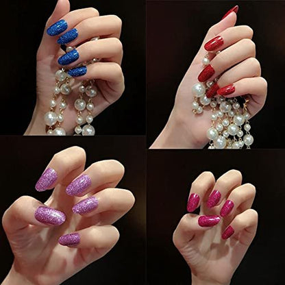 12 Sheets Glitter Nail Wraps - Solid Color Nail Polish Strips, Self-Adhesive Nail Art Stickers for Women & Girls - Shiny Manicure Tips Decor (D21)