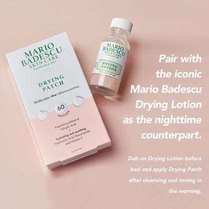 Mario Badescu Drying Patch Blemish Covering - Invisible Spot Treatment with Vitamin C, Vegan & Cruelty Free, Strong Hold (60 Patches, 12mm), Clear Avelisse