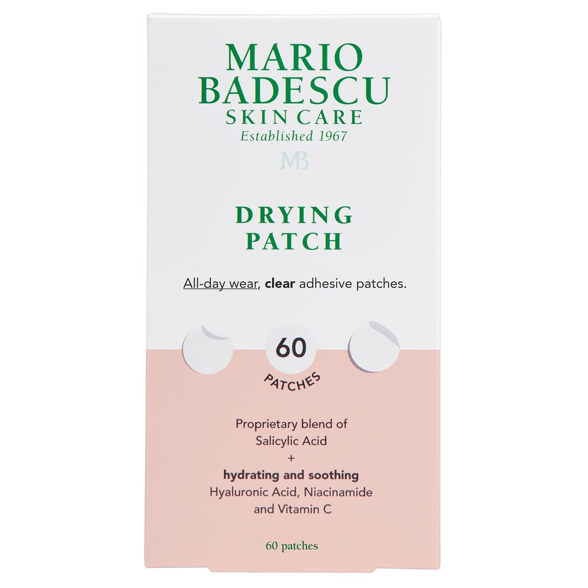 Mario Badescu Drying Patch Blemish Covering - Invisible Spot Treatment with Vitamin C, Vegan & Cruelty Free, Strong Hold (60 Patches, 12mm), Clear Avelisse