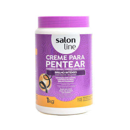 SalonLine Intensive Shine + Frizz Reduction Combing Cream 1kg (35.2oz) – Define All Curls & Hair Textures with Coconut Oil, Mango Oil & Collagen