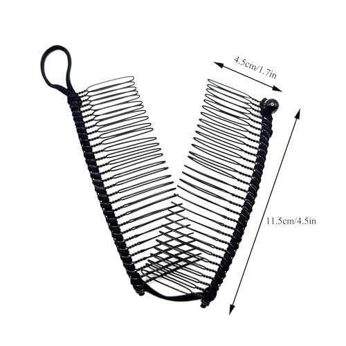 MYEAST Stretchy Banana Clip for Hair - Medium 30-Teeth Vintage Hair Claw for Thick & Curly Hair, Lightweight No-Crease Hair Clincher (Black) - görsel 4