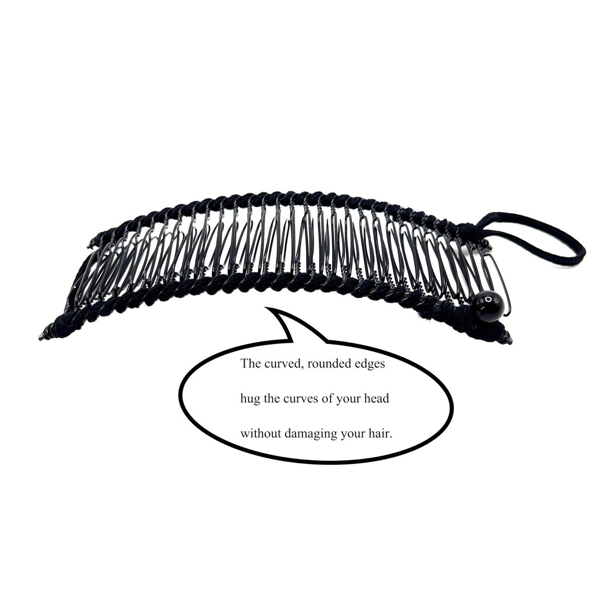 MYEAST Stretchy Banana Clip for Hair - Medium 30-Teeth Vintage Hair Claw for Thick & Curly Hair, Lightweight No-Crease Hair Clincher (Black) - görsel 5