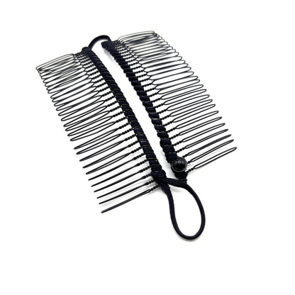 MYEAST Stretchy Banana Clip for Hair - Medium 30-Teeth Vintage Hair Claw for Thick & Curly Hair, Lightweight No-Crease Hair Clincher (Black)