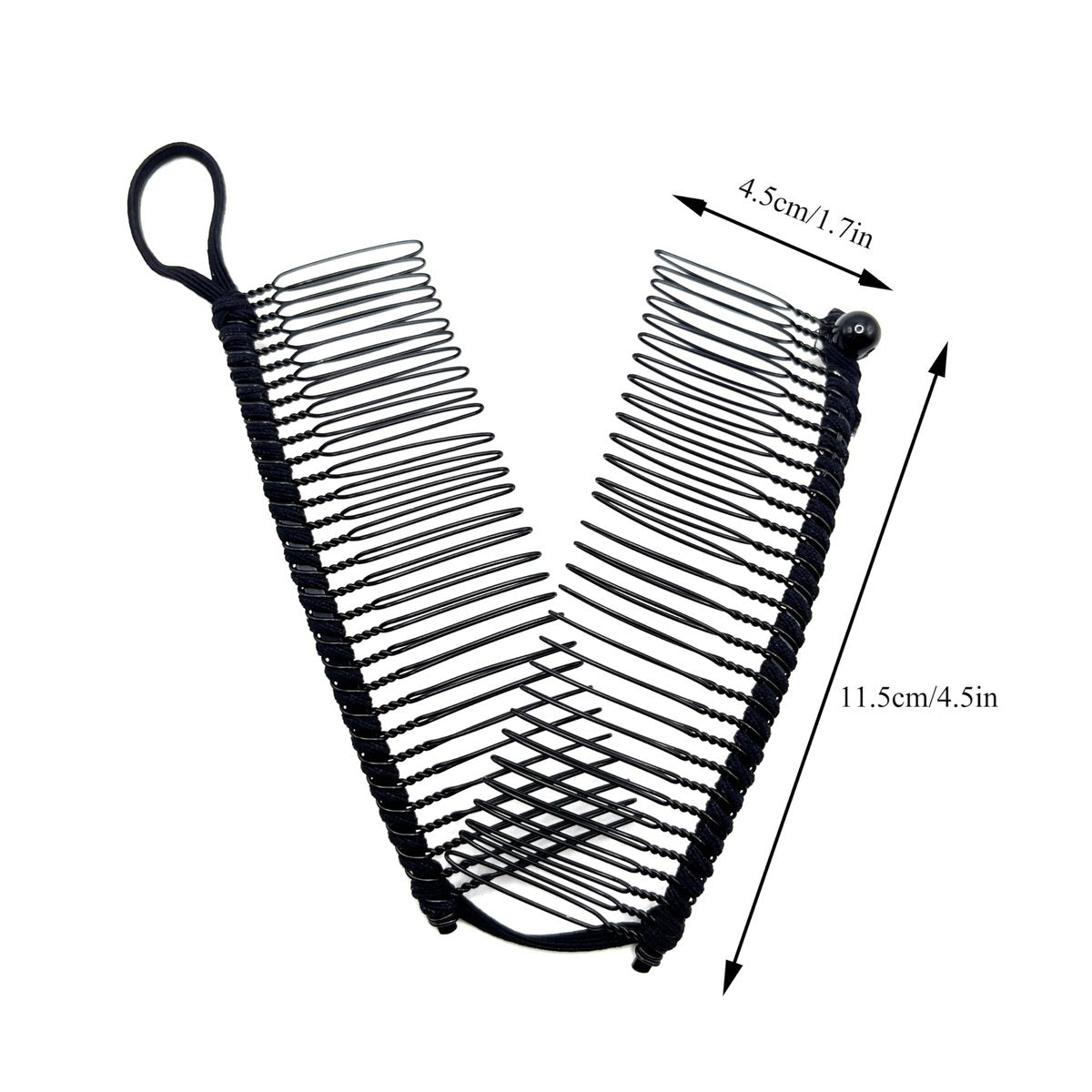 MYEAST Stretchy Banana Clip for Hair - Medium 30-Teeth Vintage Hair Claw for Thick & Curly Hair, Lightweight No-Crease Hair Clincher (Black) - görsel 3