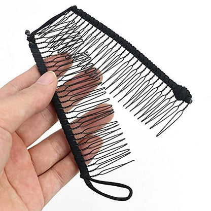 MYEAST Stretchy Banana Clip for Hair - Medium 30-Teeth Vintage Hair Claw for Thick & Curly Hair, Lightweight No-Crease Hair Clincher (Black)