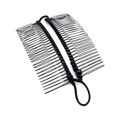 MYEAST Stretchy Banana Clip for Hair - Medium 30-Teeth Vintage Hair Claw for Thick & Curly Hair, Lightweight No-Crease Hair Clincher (Black)