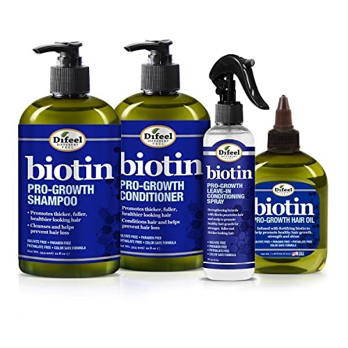 Difeel Biotin Regimen for Hair Growth - 4-Step Shampoo, Condition and Treatment System (4-PC SET) Avelisse