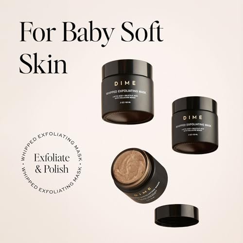 DIME Whipped Exfoliating Face Mask - Gentle Salicylic Acid & Lactic Acid Scrub with Cellulose Beads, Pore Cleansing & Smoothing Facial Exfoliator, 2 oz Avelisse