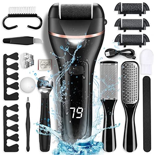 Electric Foot Callus Remover with 3 Roller Heads, 2 Speeds, Rechargeable - Professional Pedicure Kit for Dead, Hard, Cracked, Dry Skin - OTAZWA - görsel 2
