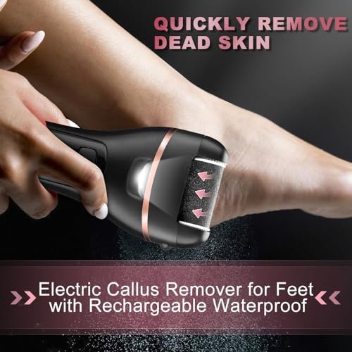 Electric Foot Callus Remover with 3 Roller Heads, 2 Speeds, Rechargeable - Professional Pedicure Kit for Dead, Hard, Cracked, Dry Skin - OTAZWA - görsel 4
