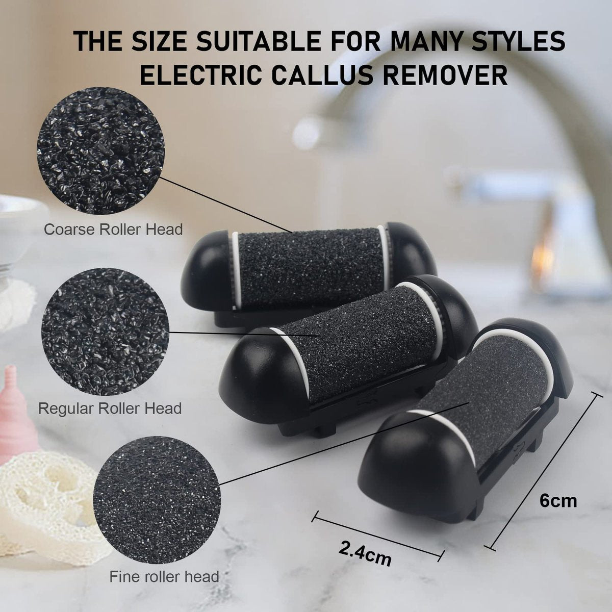 Electric Foot Callus Remover with 3 Roller Heads, 2 Speeds, Rechargeable - Professional Pedicure Kit for Dead, Hard, Cracked, Dry Skin - OTAZWA - görsel 11