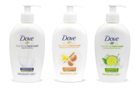 Dove Nourishing Hand Wash Variety 3-Pack (250ml Each) – Deeply Nourishing, Shea Butter & Warm Vanilla, Cucumber & Green Tea Avelisse