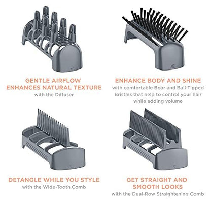 INFINITIPRO BY CONAIR 4-in-1 Frizz Free Styling Hair Dryer, 1875W with 4 Attachments, Champagne/Rose Gold, 5 Piece Set Avelisse