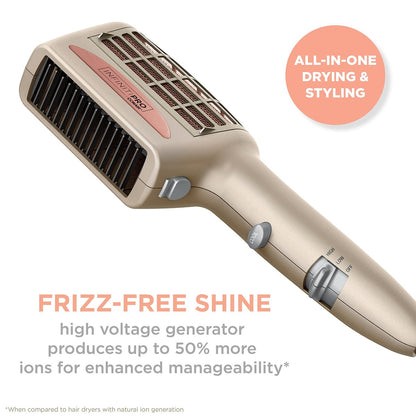 INFINITIPRO BY CONAIR 4-in-1 Frizz Free Styling Hair Dryer, 1875W with 4 Attachments, Champagne/Rose Gold, 5 Piece Set Avelisse
