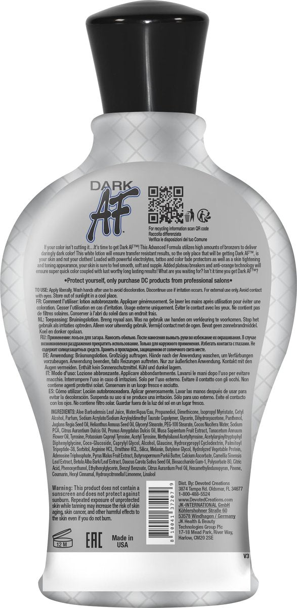 Devoted Creations Dark AF Dark Tanning Lotion - 12.25 oz Avelisse