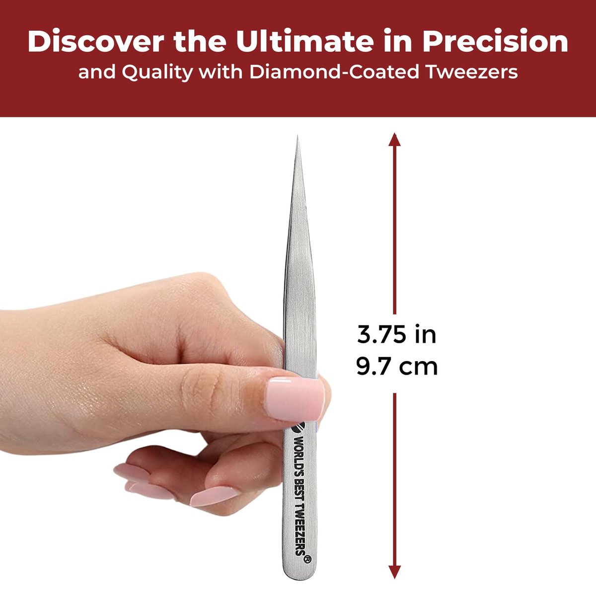 Professional Diamond Tip Splinter Tweezer - World's Best Tweezers, Silver Stainless Steel & Glass Avelisse