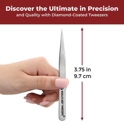 Professional Diamond Tip Splinter Tweezer - World's Best Tweezers, Silver Stainless Steel & Glass Avelisse