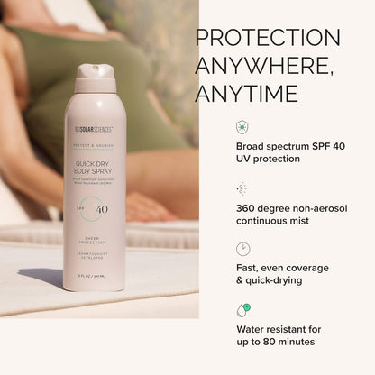 MDSolarSciences Quick Dry Body Spray SPF 40 – Water-Resistant Broad Spectrum Sunscreen with Indian Gooseberry, Vitamin C & Antioxidants, Non-Aerosol, Sensitive Skin Safe (6 Fl Oz) Avelisse
