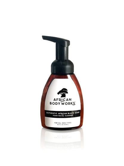 African Body Works Authentic African Black Soap Foam Facial Cleanser - Natural Face Wash for Acne & Dark Spots, 8.5 Fl Oz