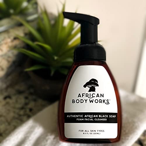 African Body Works Authentic African Black Soap Foam Facial Cleanser - Natural Face Wash for Acne & Dark Spots, 8.5 Fl Oz - görsel 8