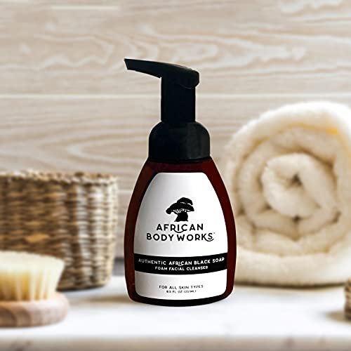 African Body Works Authentic African Black Soap Foam Facial Cleanser - Natural Face Wash for Acne & Dark Spots, 8.5 Fl Oz - görsel 6