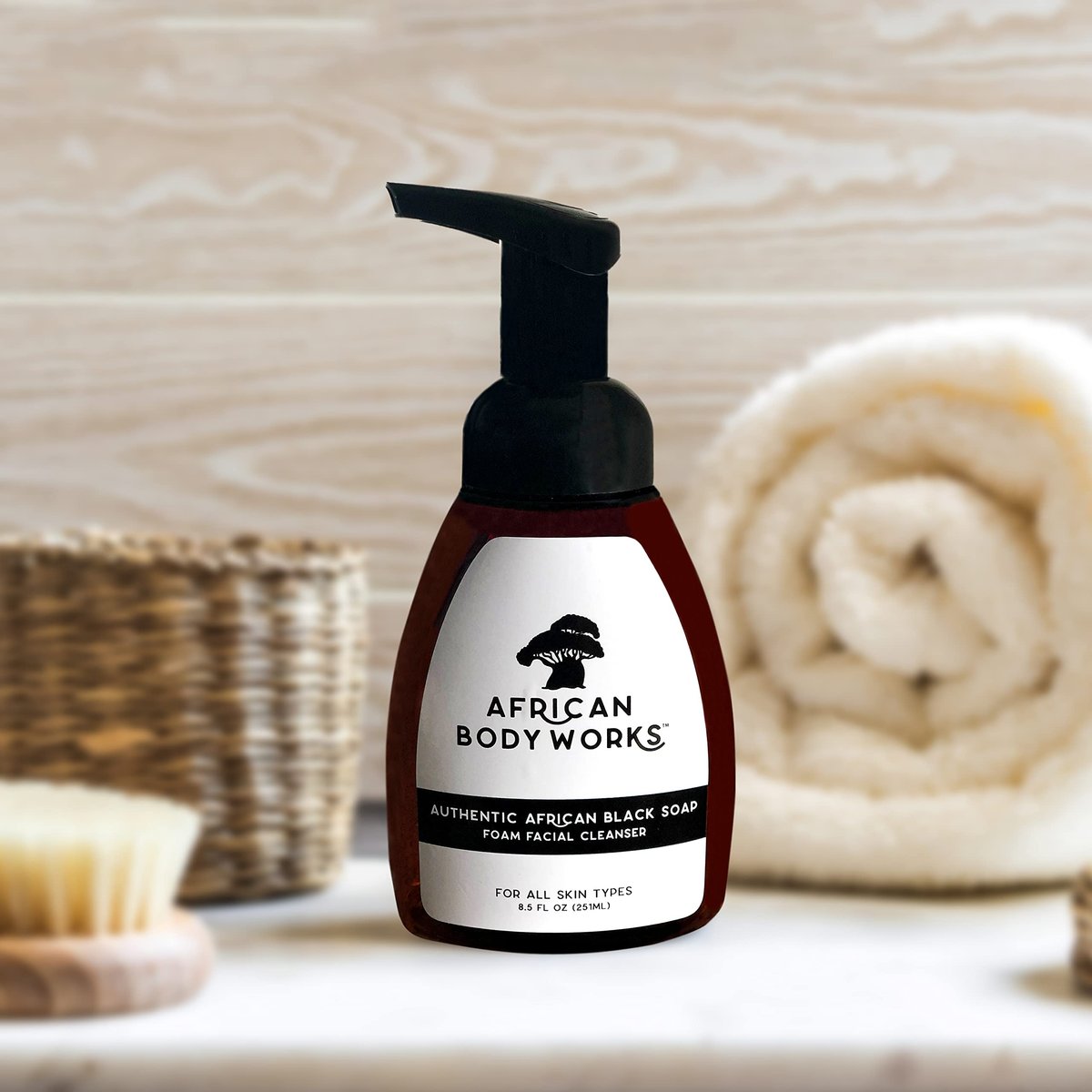 African Body Works Authentic African Black Soap Foam Facial Cleanser - Natural Face Wash for Acne & Dark Spots, 8.5 Fl Oz - görsel 5