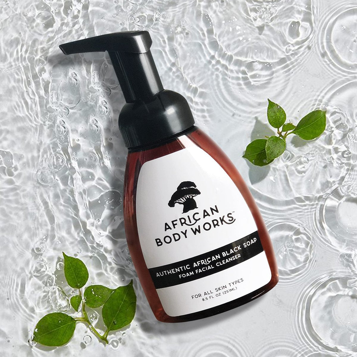 African Body Works Authentic African Black Soap Foam Facial Cleanser - Natural Face Wash for Acne & Dark Spots, 8.5 Fl Oz - görsel 3
