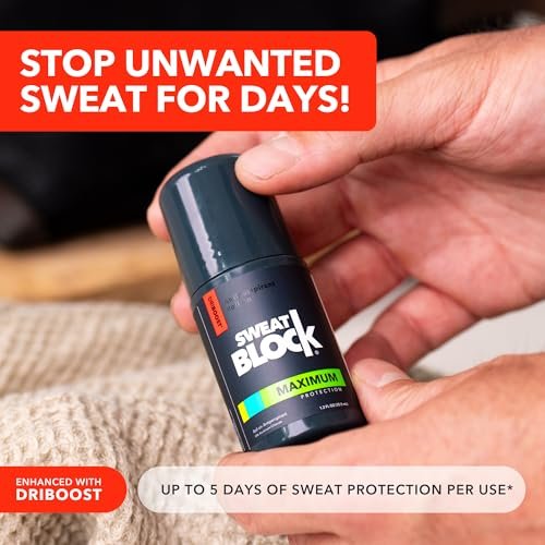 SweatBlock Maximum Strength Roll-On Antiperspirant for Men and Women - Hyperhidrosis & Odor Control - Blocks Excessive Sweat for Days - 1.2 FL OZ - görsel 3
