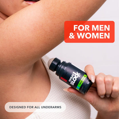 SweatBlock Maximum Strength Roll-On Antiperspirant for Men and Women - Hyperhidrosis & Odor Control - Blocks Excessive Sweat for Days - 1.2 FL OZ