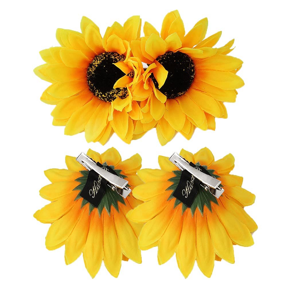 Sunflower Hair Barrettes for Women & Girls – 4-Pack Daisy Alligator Hair Clips for Summer Beach Style - görsel 1