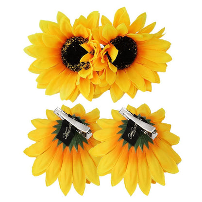 Sunflower Hair Barrettes for Women & Girls – 4-Pack Daisy Alligator Hair Clips for Summer Beach Style