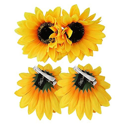 Sunflower Hair Barrettes for Women & Girls – 4-Pack Daisy Alligator Hair Clips for Summer Beach Style