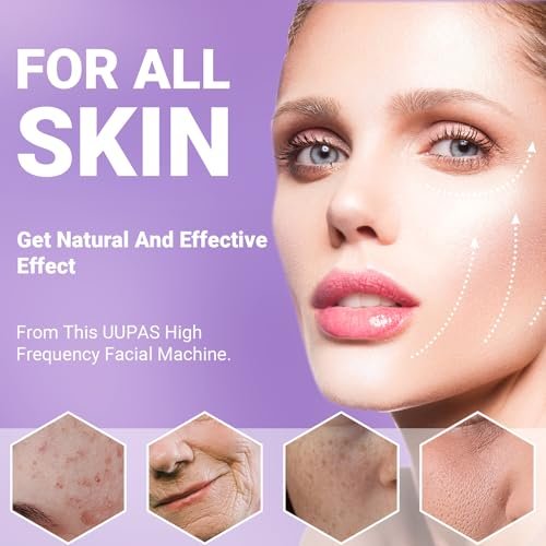 UUPAS Portable High Frequency Facial Wand with 4 Violet Glass Tubes – Skin Rejuvenation & Acne Treatment Avelisse