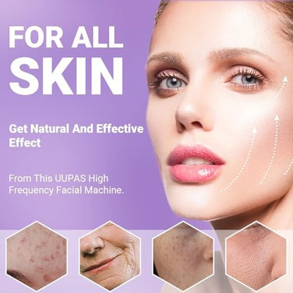 UUPAS Portable High Frequency Facial Wand with 4 Violet Glass Tubes – Skin Rejuvenation & Acne Treatment Avelisse
