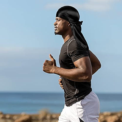 DACKRITO 2-Piece Silky Durag Pack for Men and Women – Premium Satin Doo Rag Headwrap with Long Tail for 360 Waves
