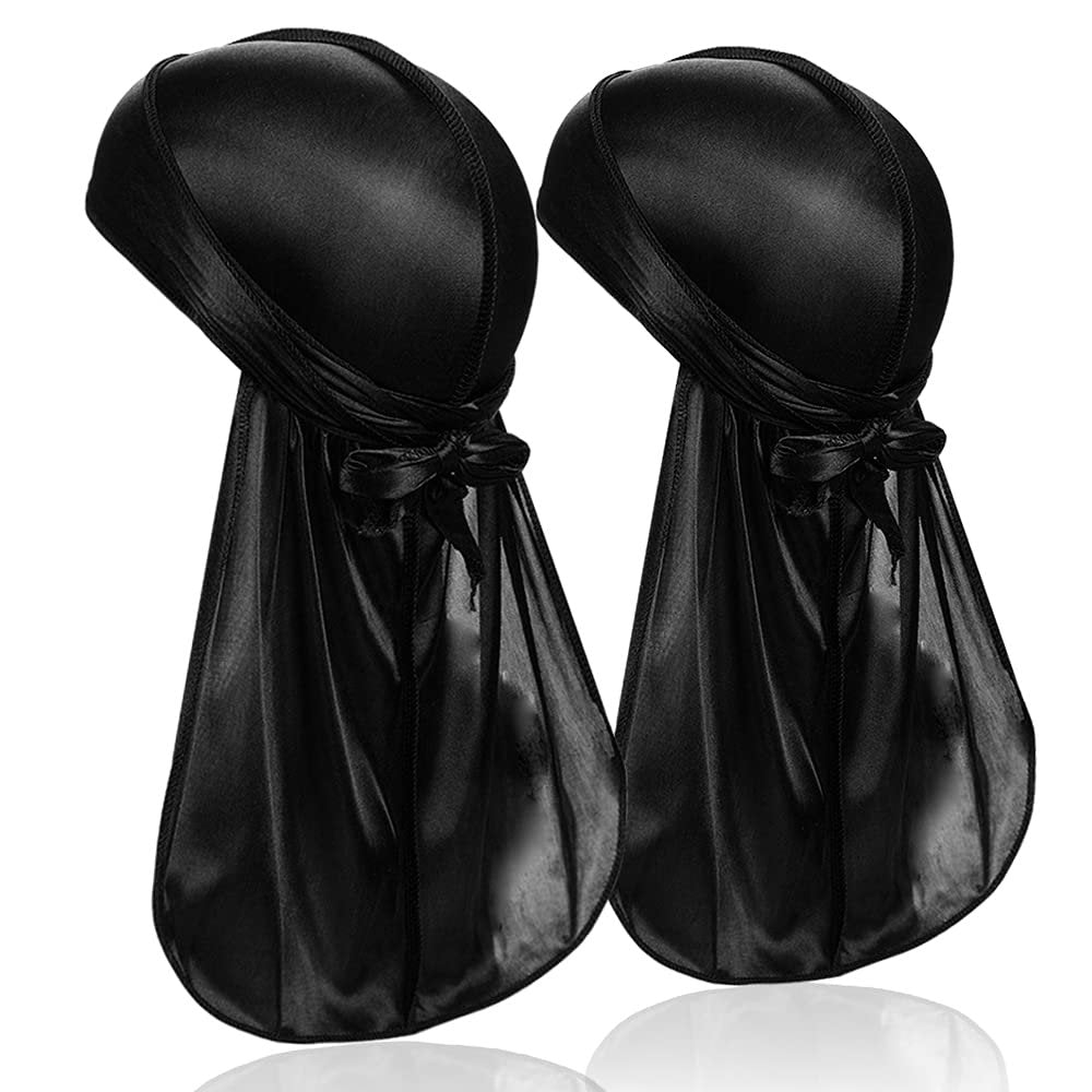 DACKRITO 2-Piece Silky Durag Pack for Men and Women – Premium Satin Doo Rag Headwrap with Long Tail for 360 Waves - görsel 1