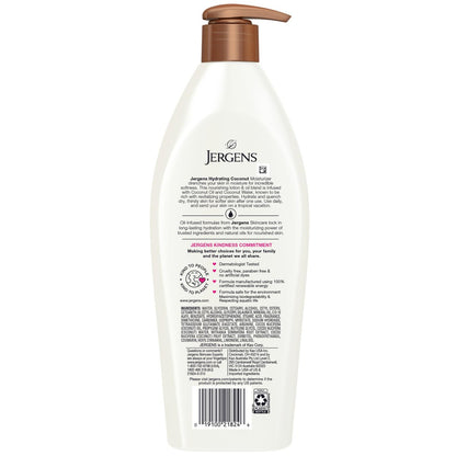 Jergens Hydrating Coconut Body Lotion – 3-Pack of 16.8 oz Bottles for Dry Skin Relief with Coconut Oil