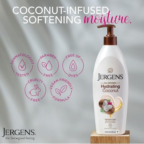 Jergens Hydrating Coconut Body Lotion – 3-Pack of 16.8 oz Bottles for Dry Skin Relief with Coconut Oil - görsel 8