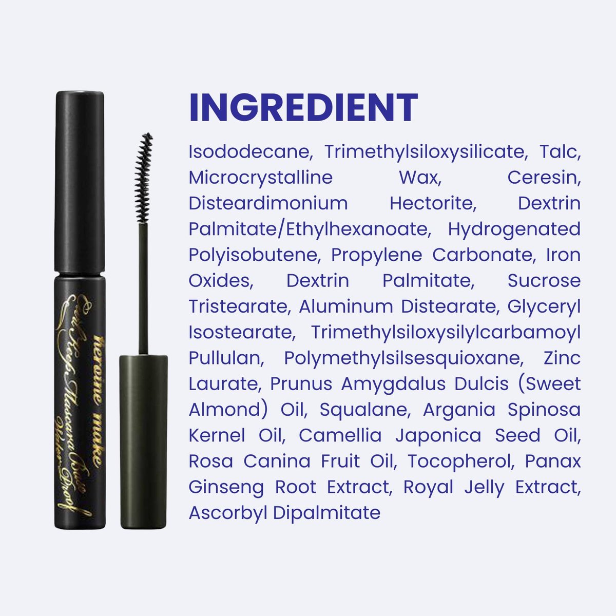 Heroine Make Mascara Base – Clear Lash Primer for Curl, Volume & Length with Argan Oil, Camellia Oil & Squalane | Transparent Mascara Primer | Made in Japan Avelisse