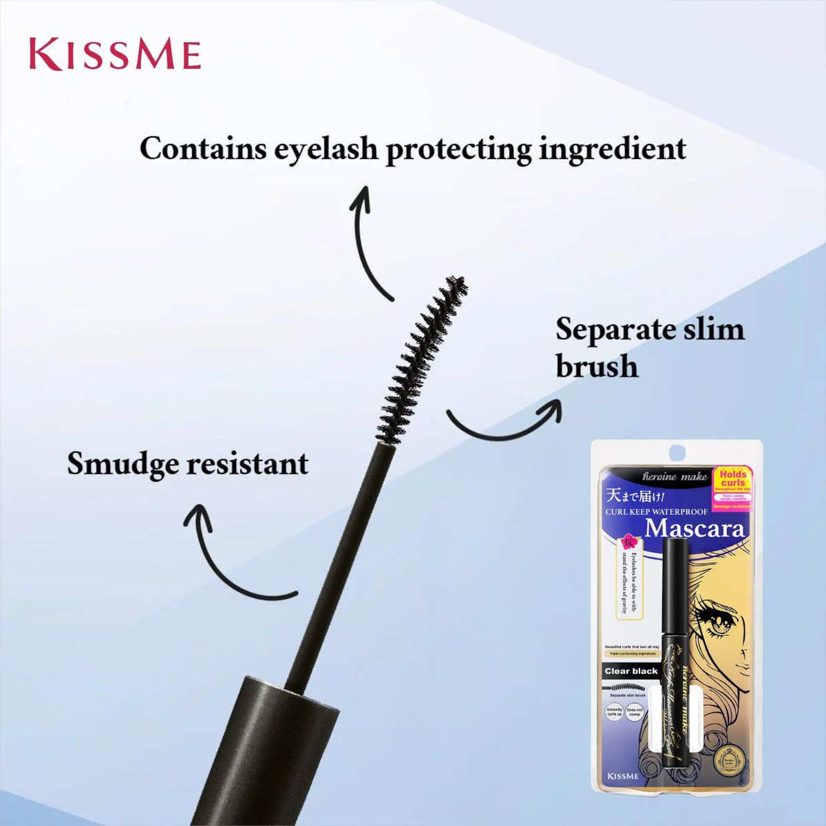 Heroine Make Mascara Base – Clear Lash Primer for Curl, Volume & Length with Argan Oil, Camellia Oil & Squalane | Transparent Mascara Primer | Made in Japan Avelisse