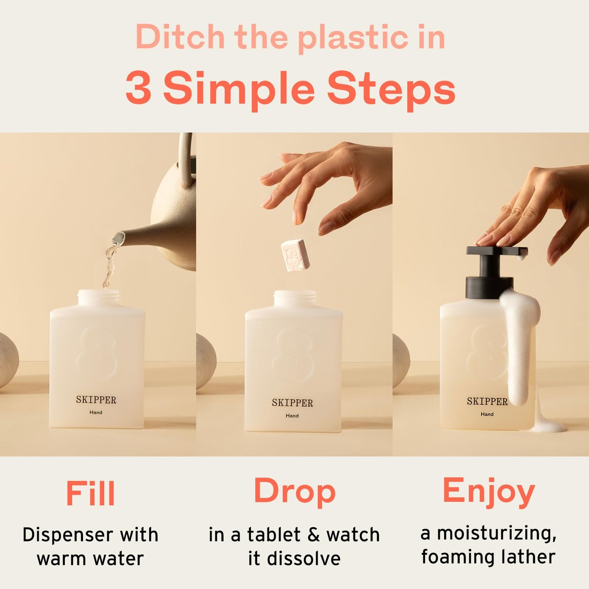 Skipper Foaming Hand Soap Tablet Refills - 12 Pack - 96 fl oz Total - Compostable Packaging - Variety Fragrance Pack Avelisse